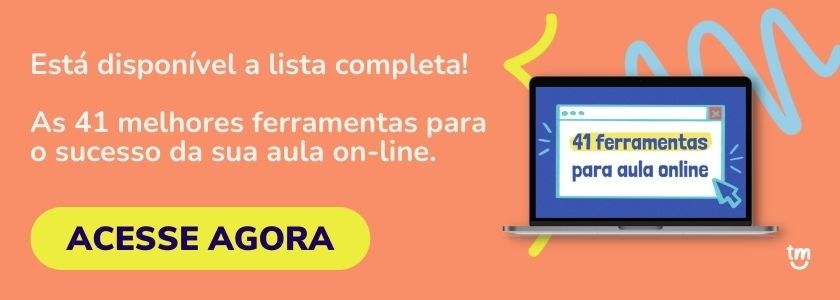 Banner oferecendo a lista com 41 ferramentas para aulas online. Clique para baixar.  