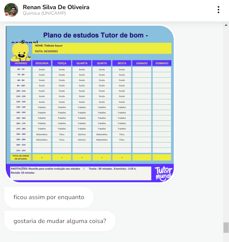 Materiais de orientação de estudos personalizados no aplicativo TutorMundi