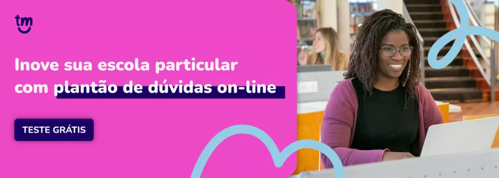 Descubra como escolas particulares estão inovando com o plantão de dúvidas on-line, convite para clicar no banner